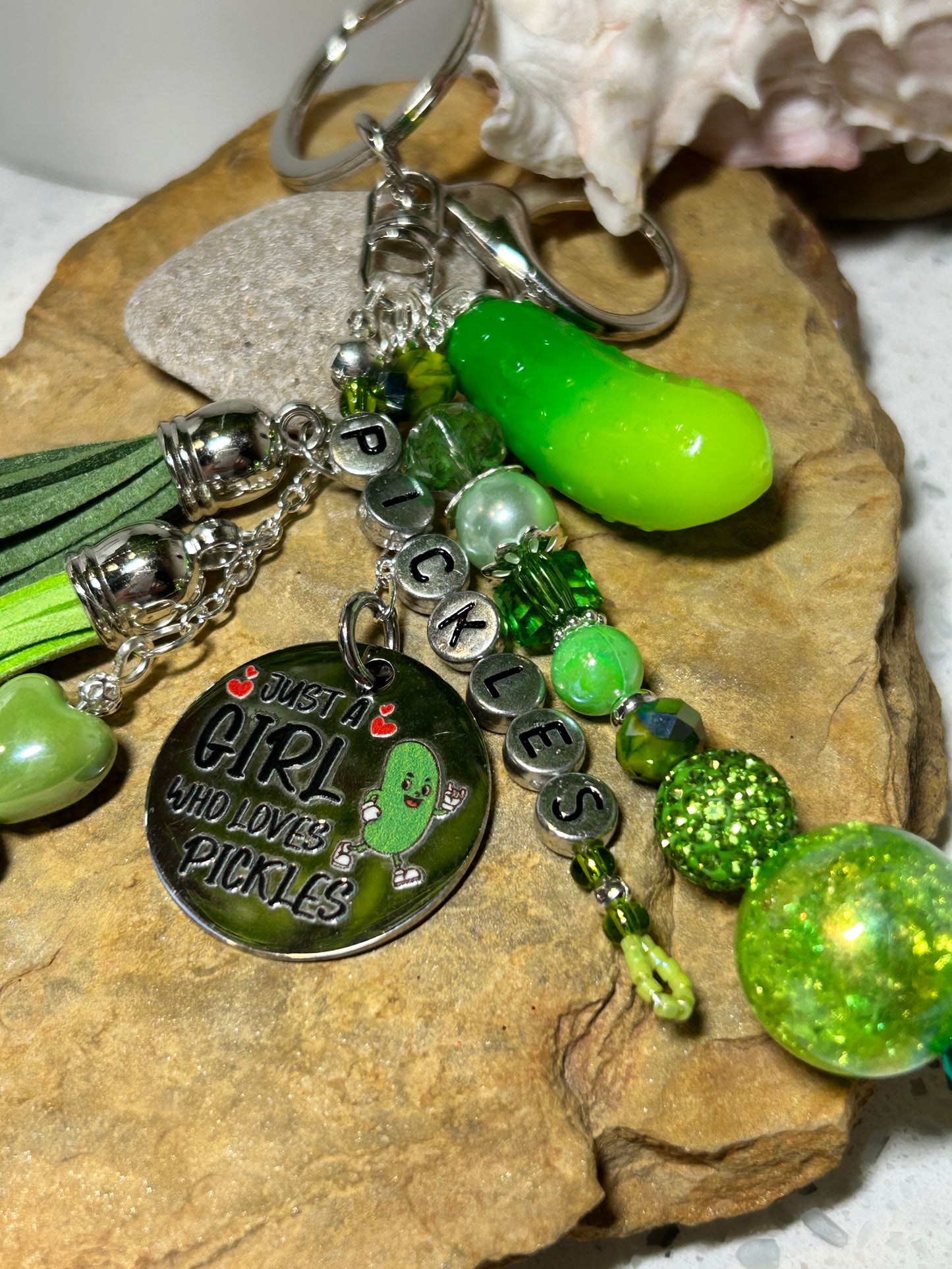 Pickle Keychain, Purse Charms, Fun Bag Charms, I Love Pickles