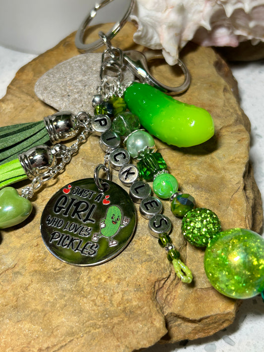 Pickle Keychain, Purse Charms, Fun Bag Charms, I Love Pickles