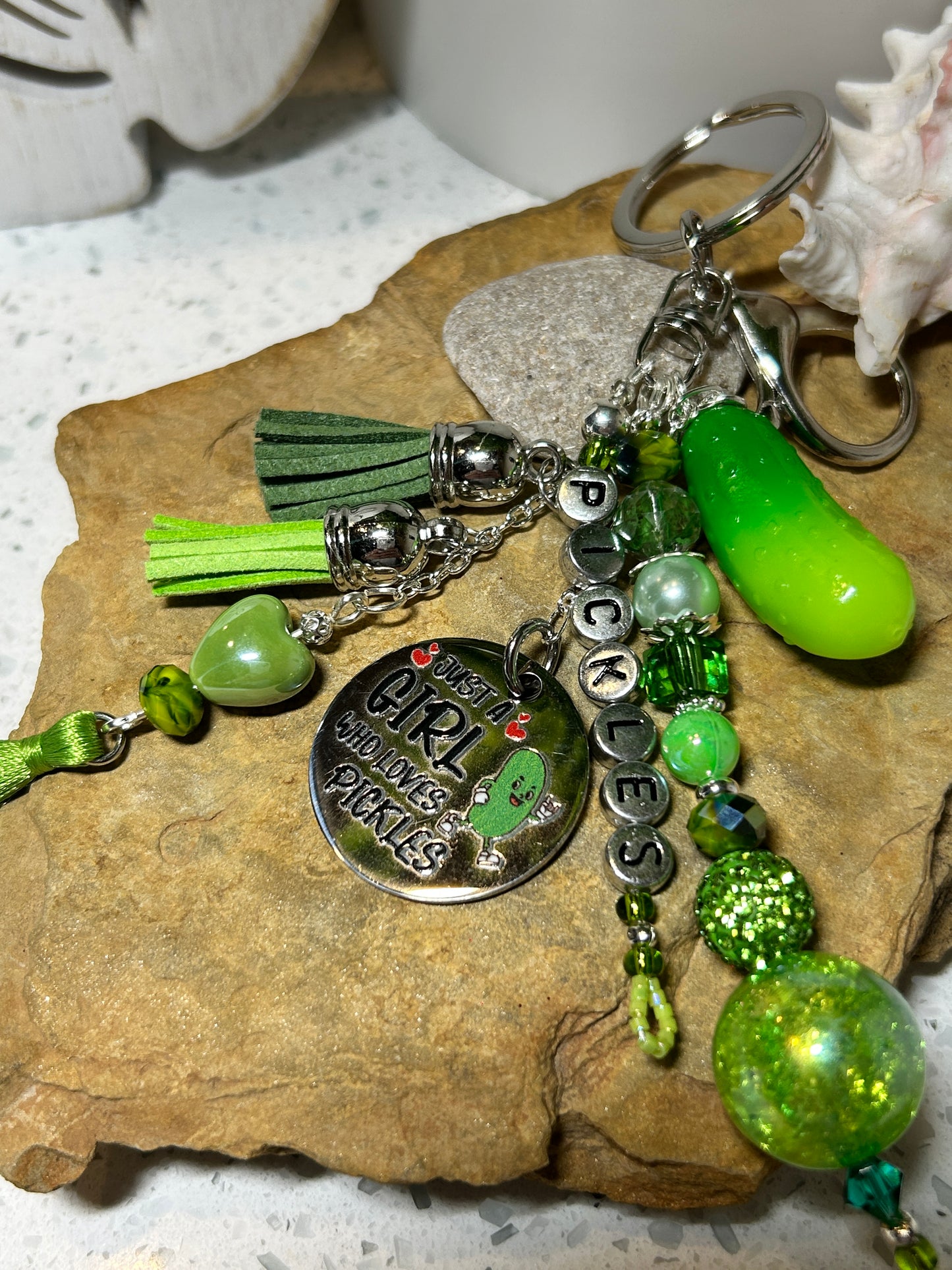 Pickle Keychain, Purse Charms, Fun Bag Charms, I Love Pickles