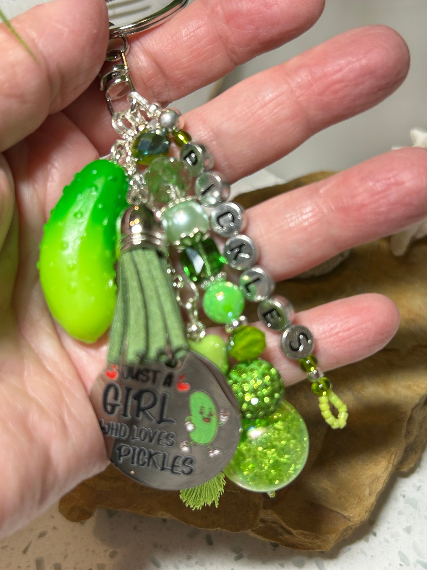 Pickle Keychain, Purse Charms, Fun Bag Charms, I Love Pickles
