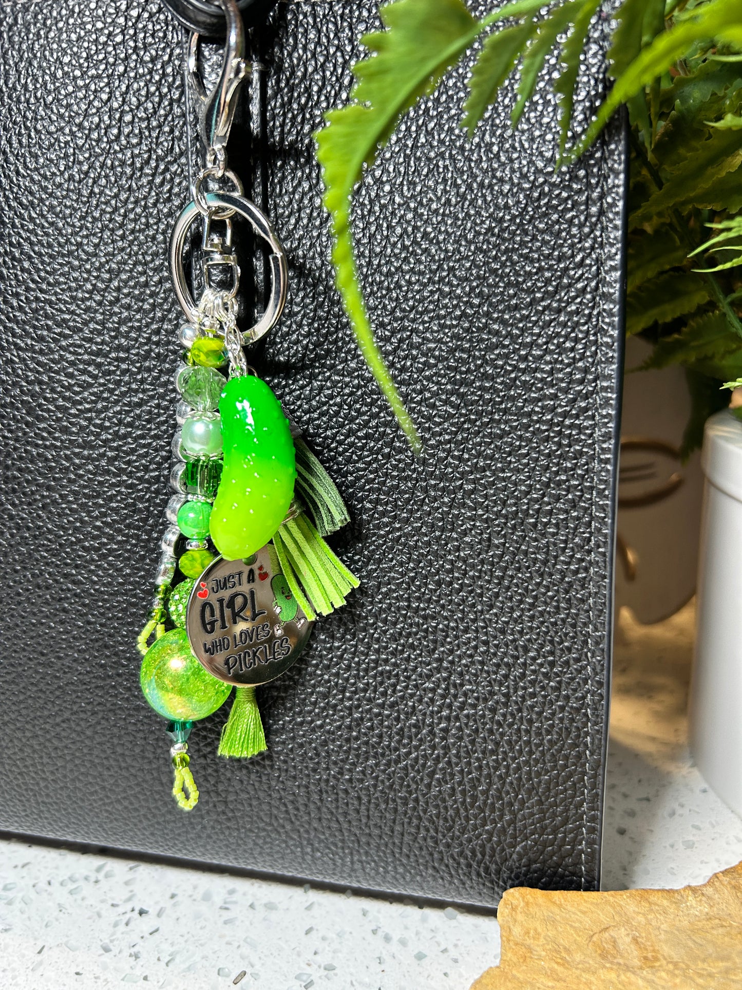 Pickle Keychain, Purse Charms, Fun Bag Charms, I Love Pickles