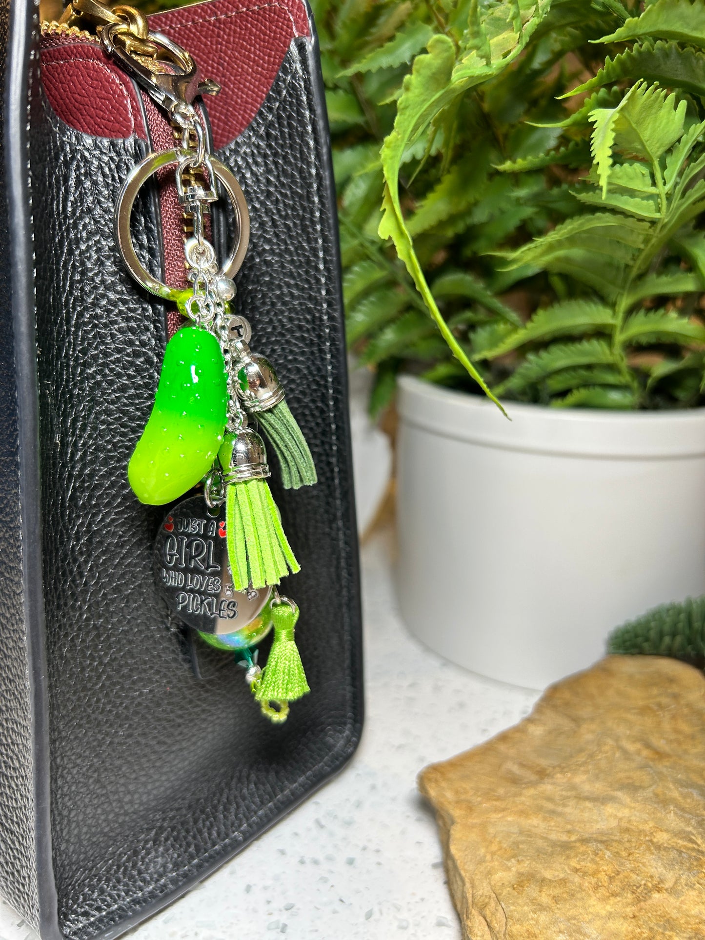 Pickle Keychain, Purse Charms, Fun Bag Charms, I Love Pickles